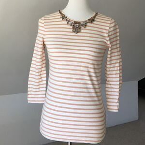 Jeweled 3/4 Sleeve Crew Neck Top